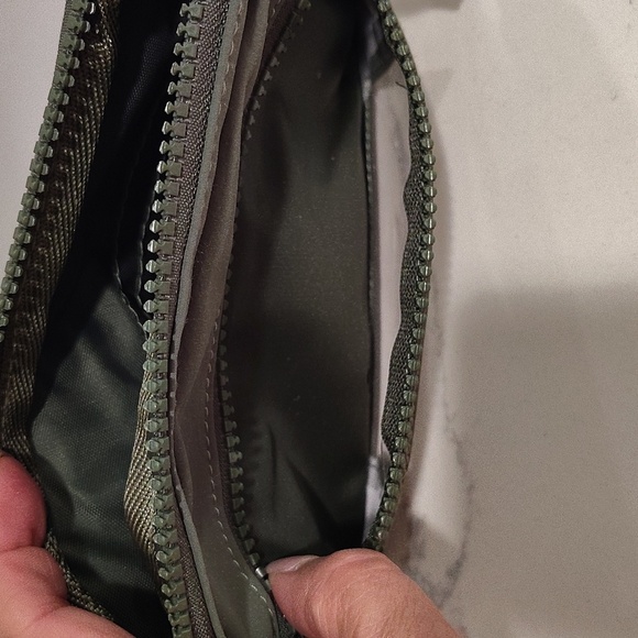 Olive Green Clutch with Detachable Canvas Strap Multiple Pockets - Picture 9 of 12